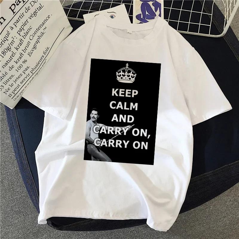 Freddie Mercury Queen Band T Shirts Women 90's Graphic Rock Top Tees Female Harajuku Vintage T-shirt Fashion Streetwear Tshirt