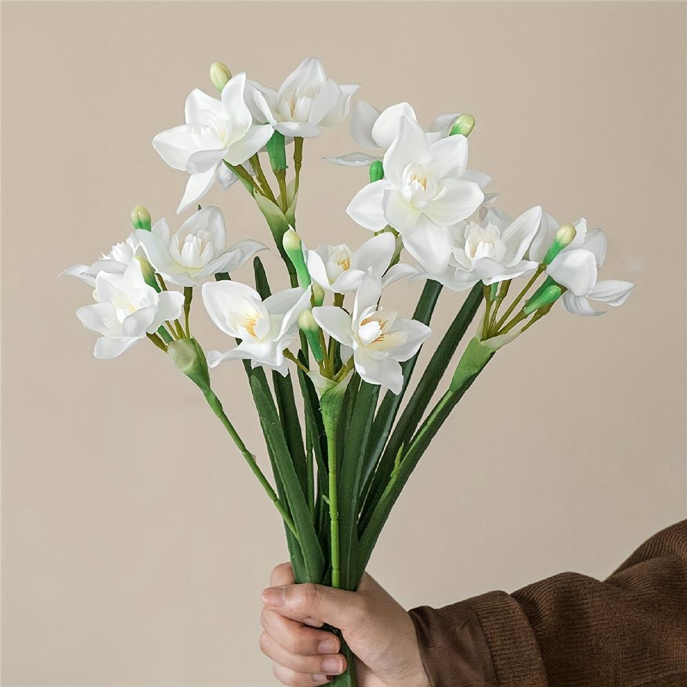 3/5 Pack Artificial Daffodil Swags Plastic Faux Narcissus Flower Bundle for Home Decor