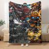 For Transformers,Bumblebee,Optimus Prime-Themed Flannel Blanket, Glam Style, Digital Print, All-Season Comfort, Tear-Resistant, Knitted Craf