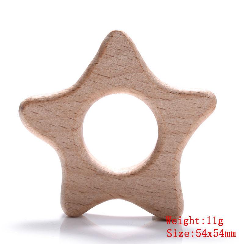 5Pcs/Lot Food Grade Wooden Teether Toys Animal Shape Wood Necklace Pendant for Baby DIY Wooden Teething Chew Toys