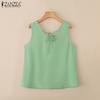 ZANZEA Damen Sommer Casual V-Ausschnitt Ärmellose Tanktops