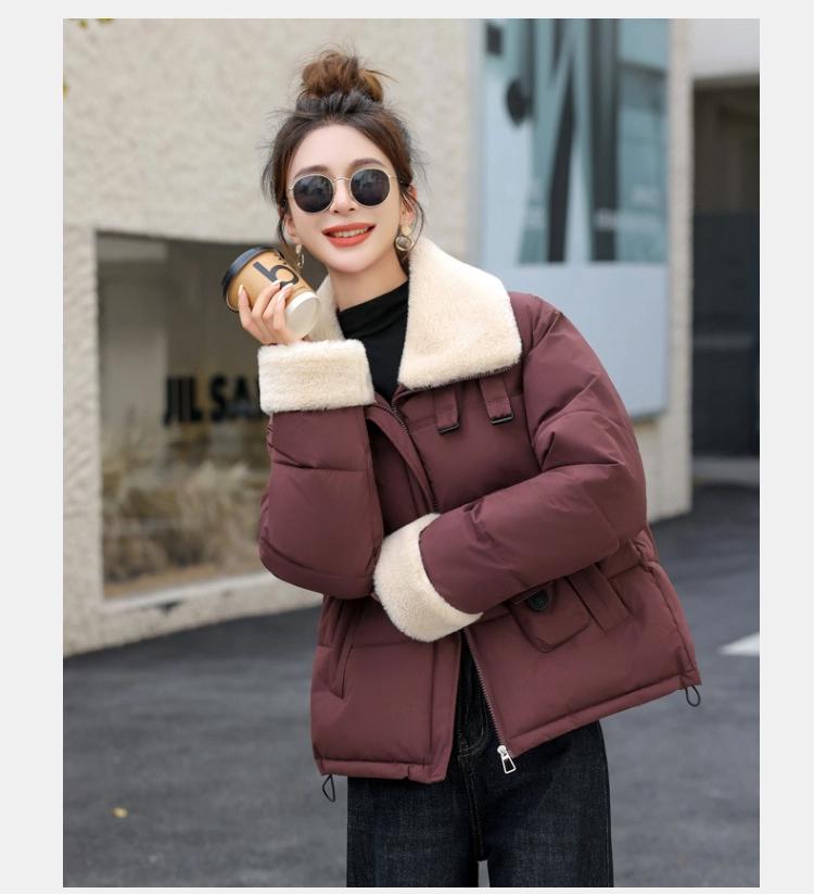 Women's Faux Wool Lapel  Down Cotton-padded Jacket