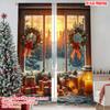 2pcs 2D Flat Printing Merry Christmas Curtains Warm Winter 100% Polyester Without Electricity Family Party Perfect for Holiday