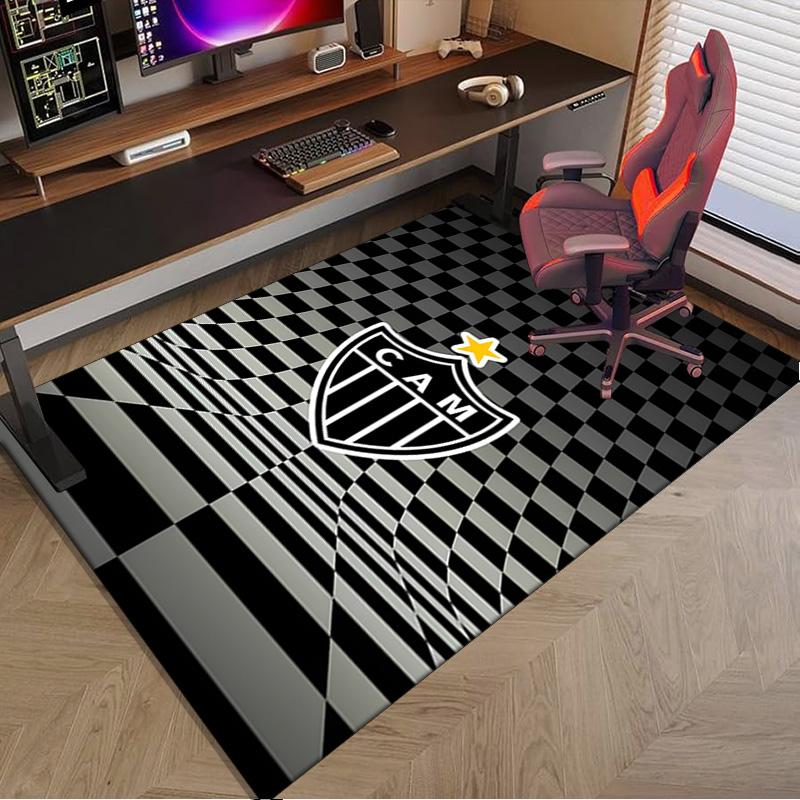 Black And White Stripes With Shield Printed Area Rug for Office, Chair Rug, Decorative Carpet Floor Mat, Large Size Fan gifts Christmas gifts