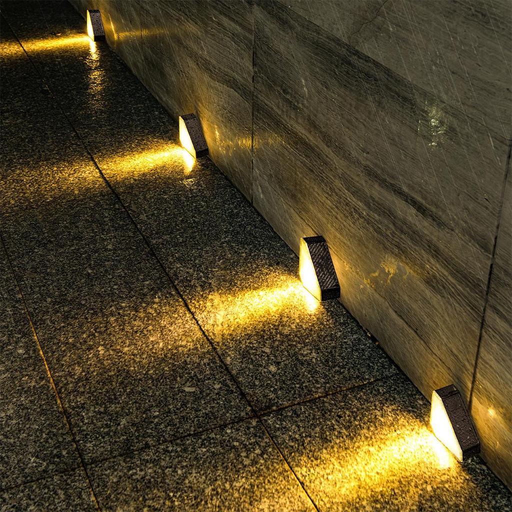 Solar Led Step Lamp Stair Lamps Lights Light Powered Outdoor Resistant Free Garden Triangle Landscape No Night Deck Tape Pathway