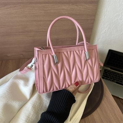 Folds Contrasting Colors 2025 New Casual Texture Fashion Temperament Small Square Bag Shoulder Crossbody Portable Small Square Bag