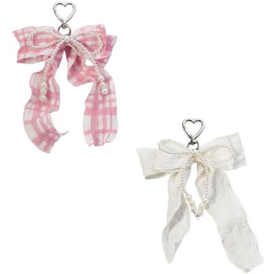 Pearls Bows Bag Charm Pendant Aesthetic Purse Charms Aesthetic Keychains Keyring for Women Backpack Purse Handbag Decors