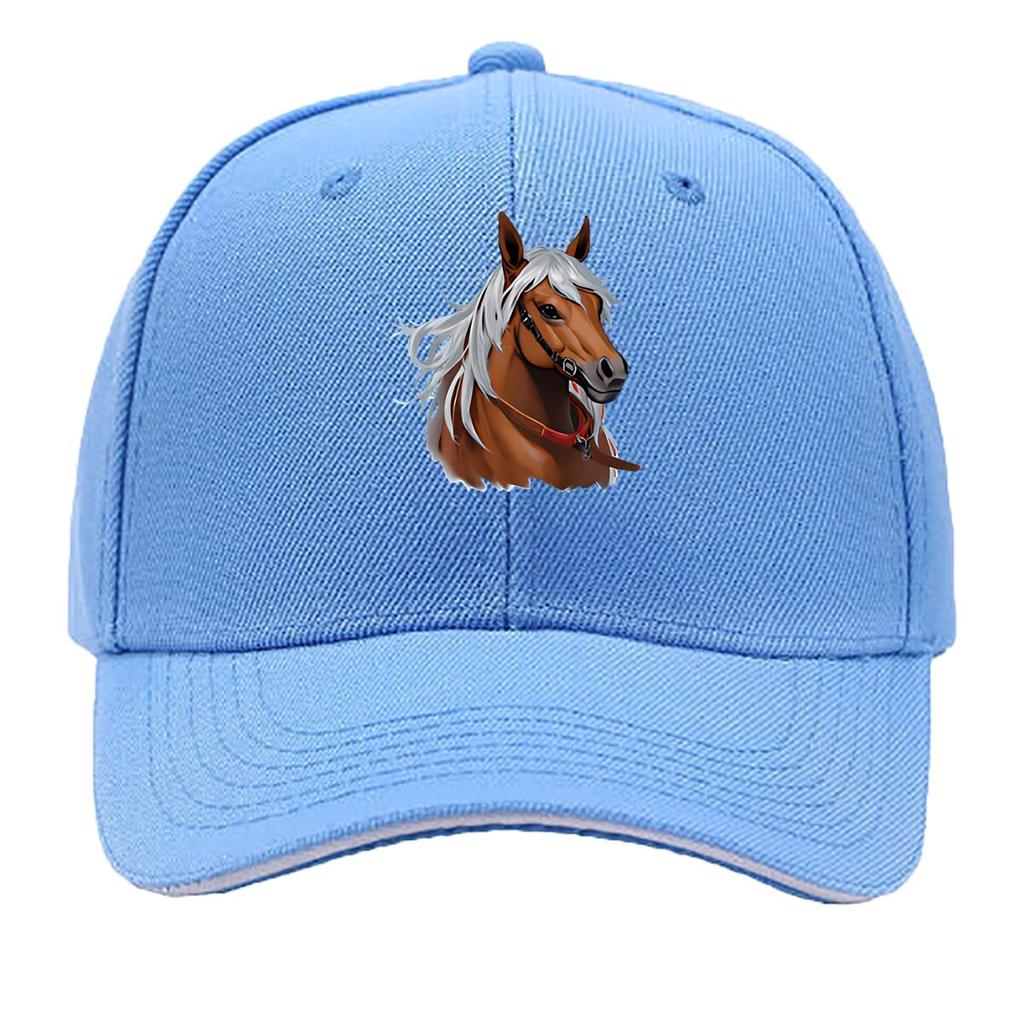 Brown Horse White Unisexe Wall Art Hip Hop Hat Fashion Outdoor Sports Sandwich Baseball Cap