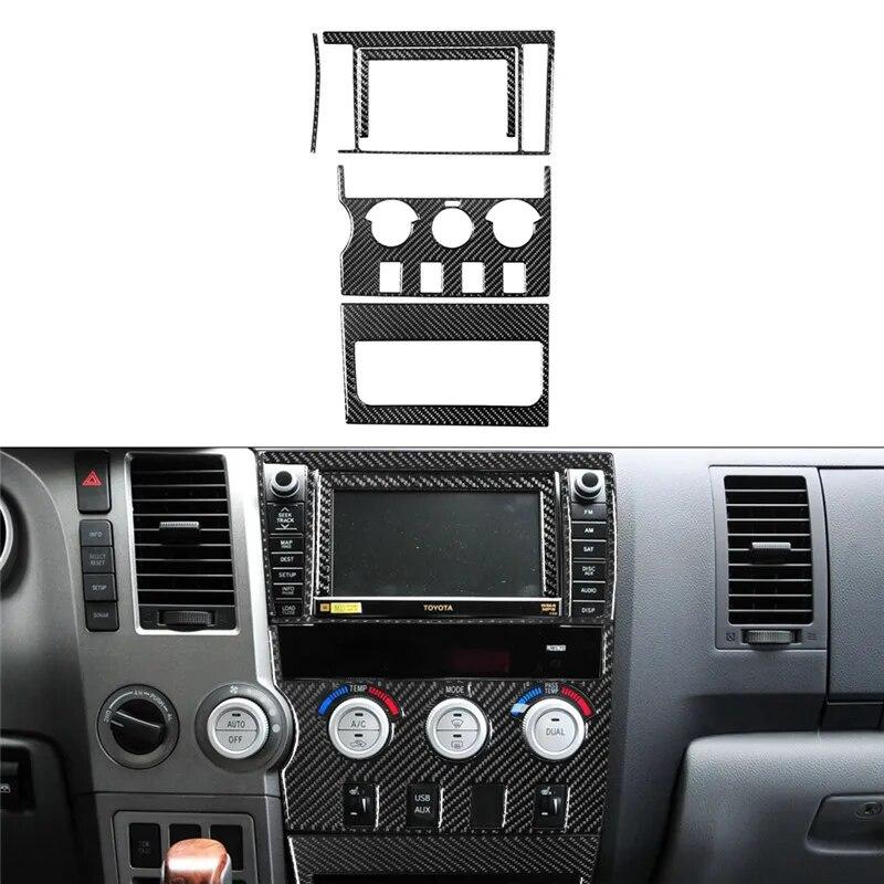 Car Accessories Carbon Fiber Central Control Decorative Panel Strip Sticker Fits Toyota Tundra 2007-2013