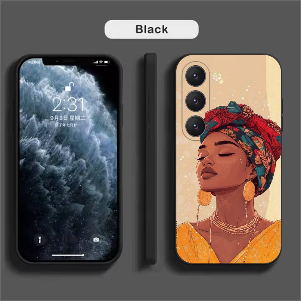 Afro Black Girls Cartoon  Phone Case For Samsung Galaxy A52 A42 A32 A22 A12 A02S A72 A73 A51 A41 A31 A21S A71 A40 A30S A20S