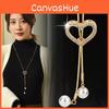 Love Heart Pearl Tassel Long Necklace With Crystals For Women Autumn Winter Fashion Accessory