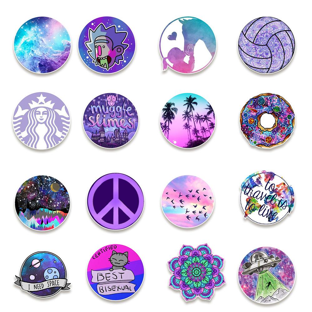 50 Purple Non-repetitive Graffiti Stickers Mobile Phone Stationery Laptop Suitcase Creative Waterproof Decorative Stickers