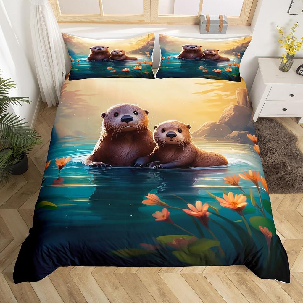 Lake Duvet Cover Sets for Kids Teens Queen Quilt Covers Lightweight Down Bedroom Decor 2 Pillowcases 1 Duvet Cover No Comforter