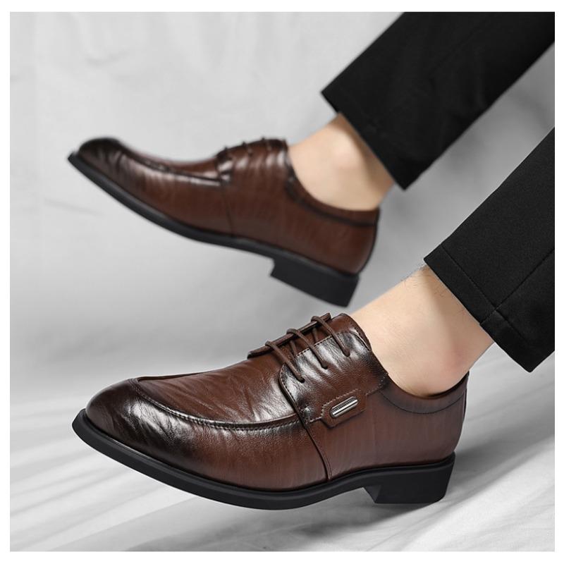 Fashion Leather British Business Men's Dress Shoes Spring Autumn Soft Sole Men Derby Shoes Designer Increase Male Wedding Shoe