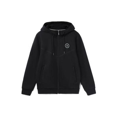 Li-Ning Wade Series Solid Color Plush Warm Zip-Up Hoodie Men Outerwear Black AWDR843-1
