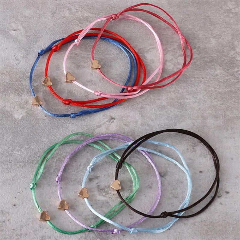 Set of 8 Delicate and Fashionable Heart Bracelets Delicate Heart Rope Stylish Hand Jewelry for Fashion Individuals