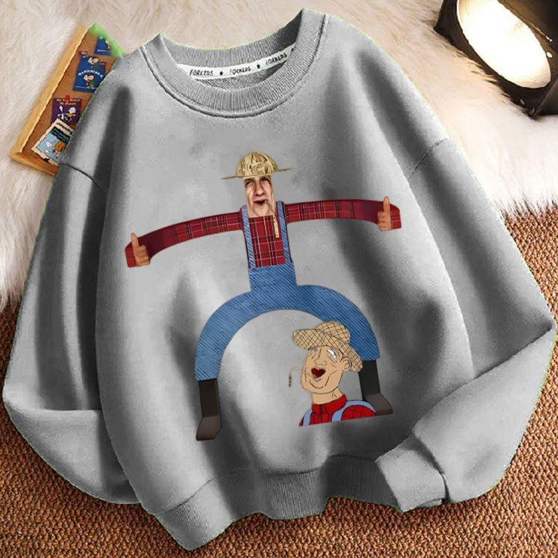 Children's Casual John's Farm Hoodies for Autumn and Winter, Loose Long-sleeved Hoodies for Boys and Girls