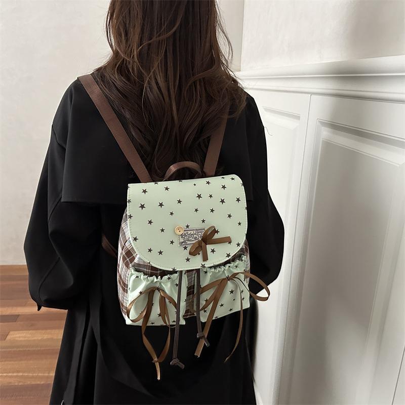 New Niche Retro College Style Backpack Bag Women's Lace Bow Fashion Versatile Small Backpack