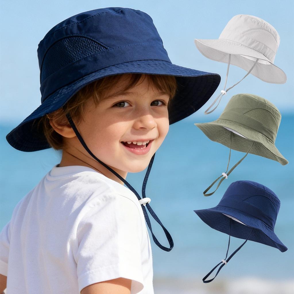 Kids UV Protection Sun Hat 46-54cm Summer Girls Hat Quick Dry Breathable Mesh Beach Boys Cap Children Outdoor Fishing Hat