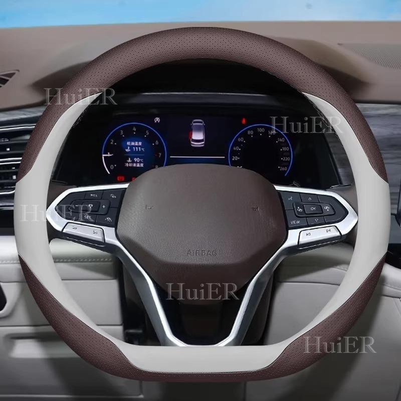 New For VW Volkswagen Nivus D Type Flat Bottom Steering Wheel Cover Breathable Anti-Sweat Auto Decoration Interior Accessories