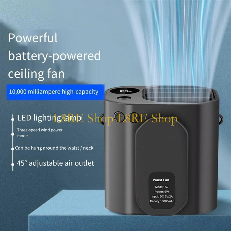 L8RE Portable USB Charging Waist Hanging Fan with 3 Wind Speeds for Student Camping