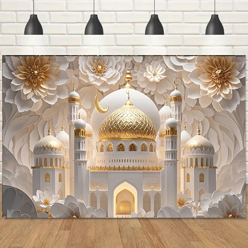 Motiv mešity Ramadán Eid Mubarak Dekorace Pozadí Banner Rodinný pokoj Foto Pozadí Party Dekorace Pozadí Měsíc Hvězda Eid Al Adha