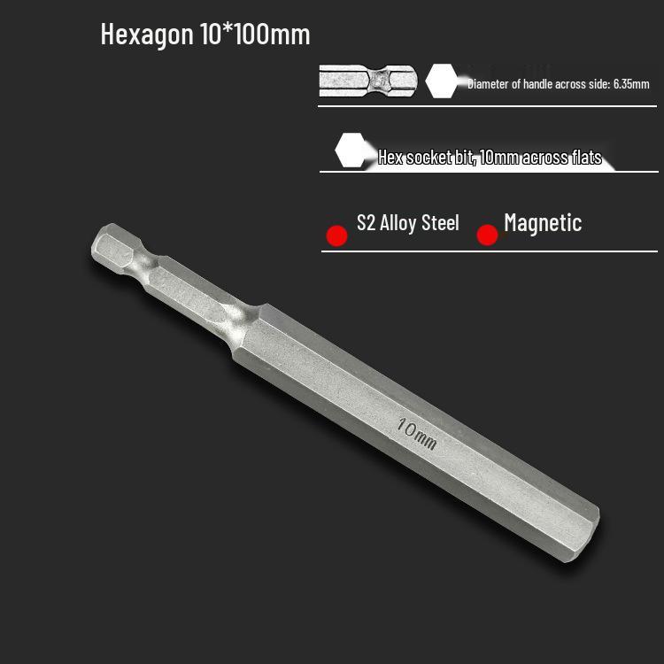 S2 Air Impact Hex Socket Bit Set, Pneumatic & Electric Screwdriver, 1/4 Strong Magnetic