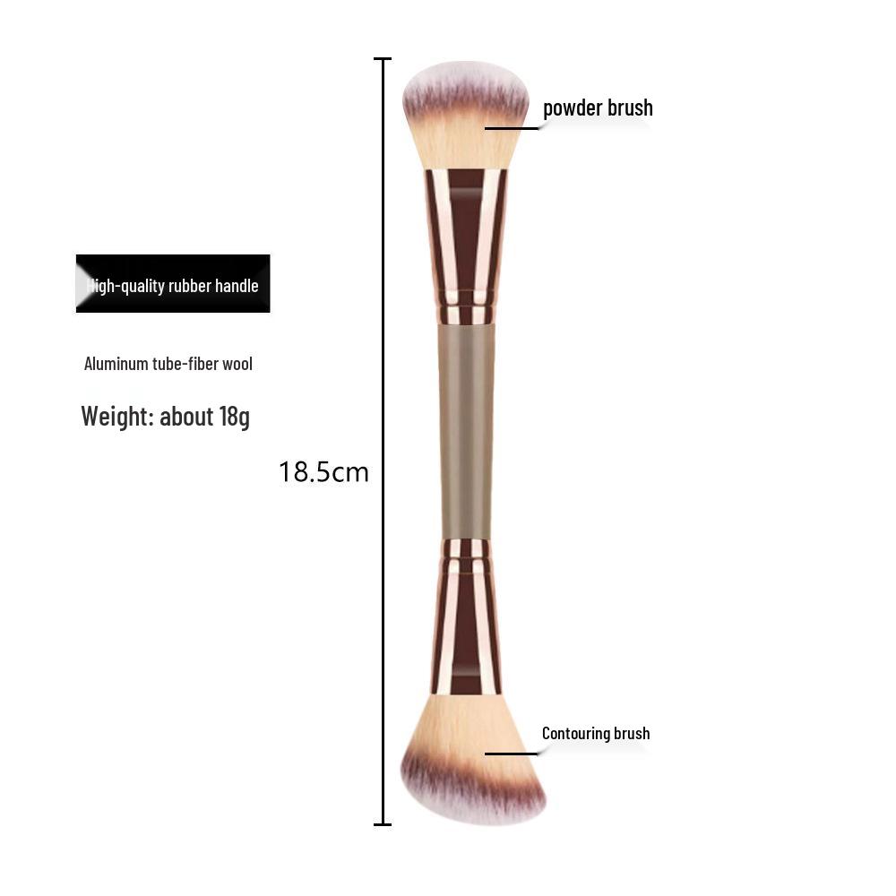 Dual-Ended Soft Bristle Foundation & Blush Brush for Contouring and Nose Shadow Makeup.