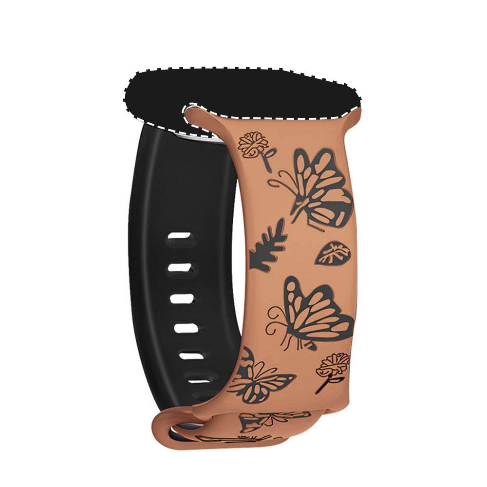 

Силиконовый ремешок с рельефной пряжкой-бабочкой для Apple Watch Series 10/9/8/7/Ultra 2/SE 2 42mm 44mm 45mm коричневый