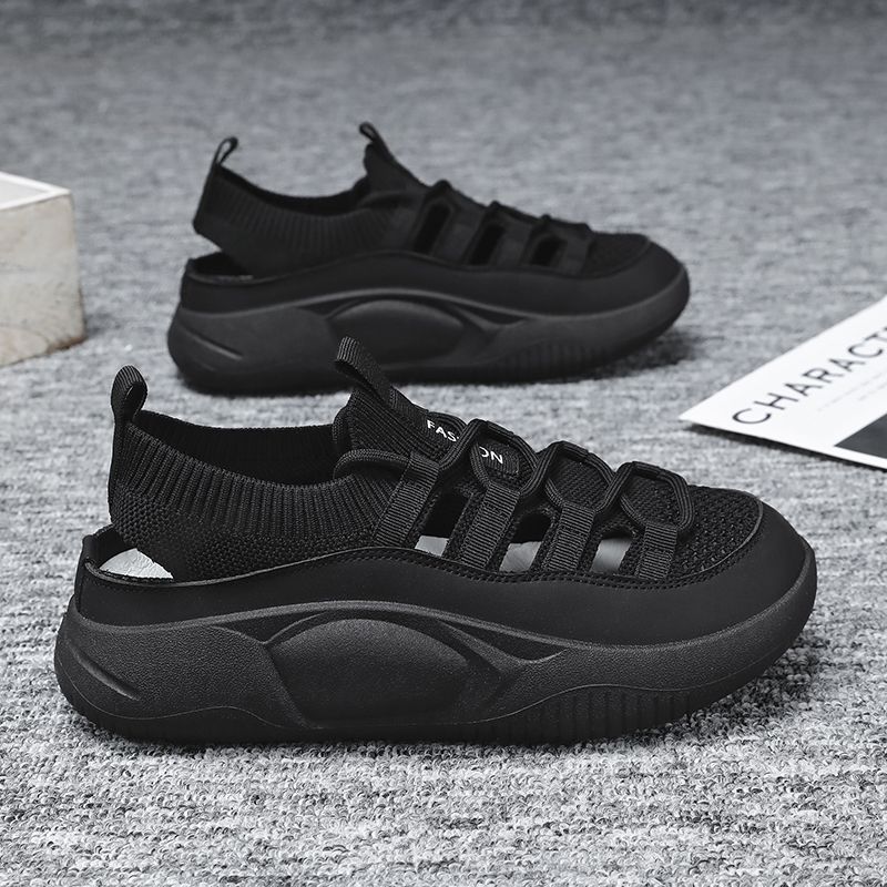 Summer Perforated and Breathable Large-sized Women's Shoes with Perforated and Woven Soft Soles and Mesh Surfaces