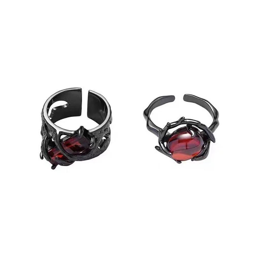 Inel de metal lichid, cristal gotic, negru, spin, lavă, reglabil, zircon, inel deschis, bijuterii pentru pasionații de modă