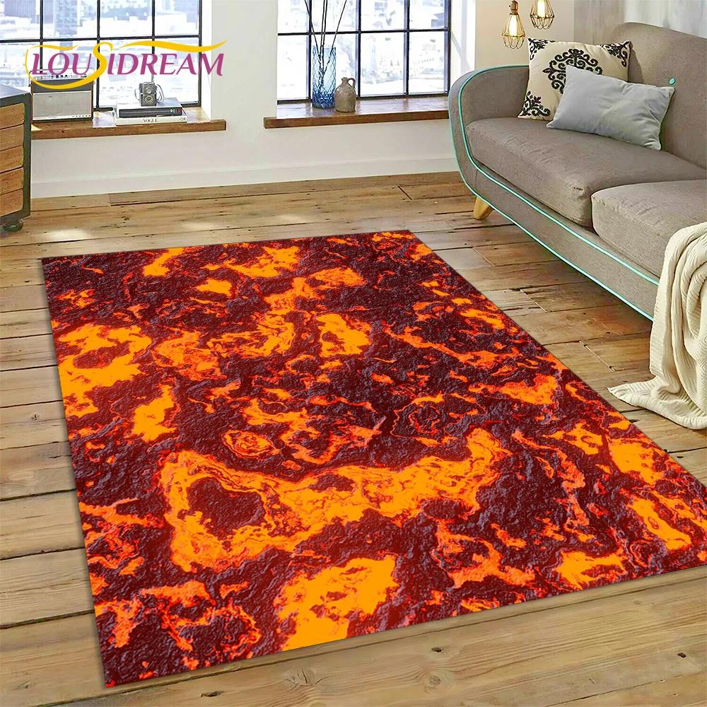 

Вулкан 3D Lava Magma Килимок для вітальні, спальні, домашній декор, підлоговий килимок, нековзка прикраса для дивана, кухонний килимок, подарунок 200x160cm( 78x62in )