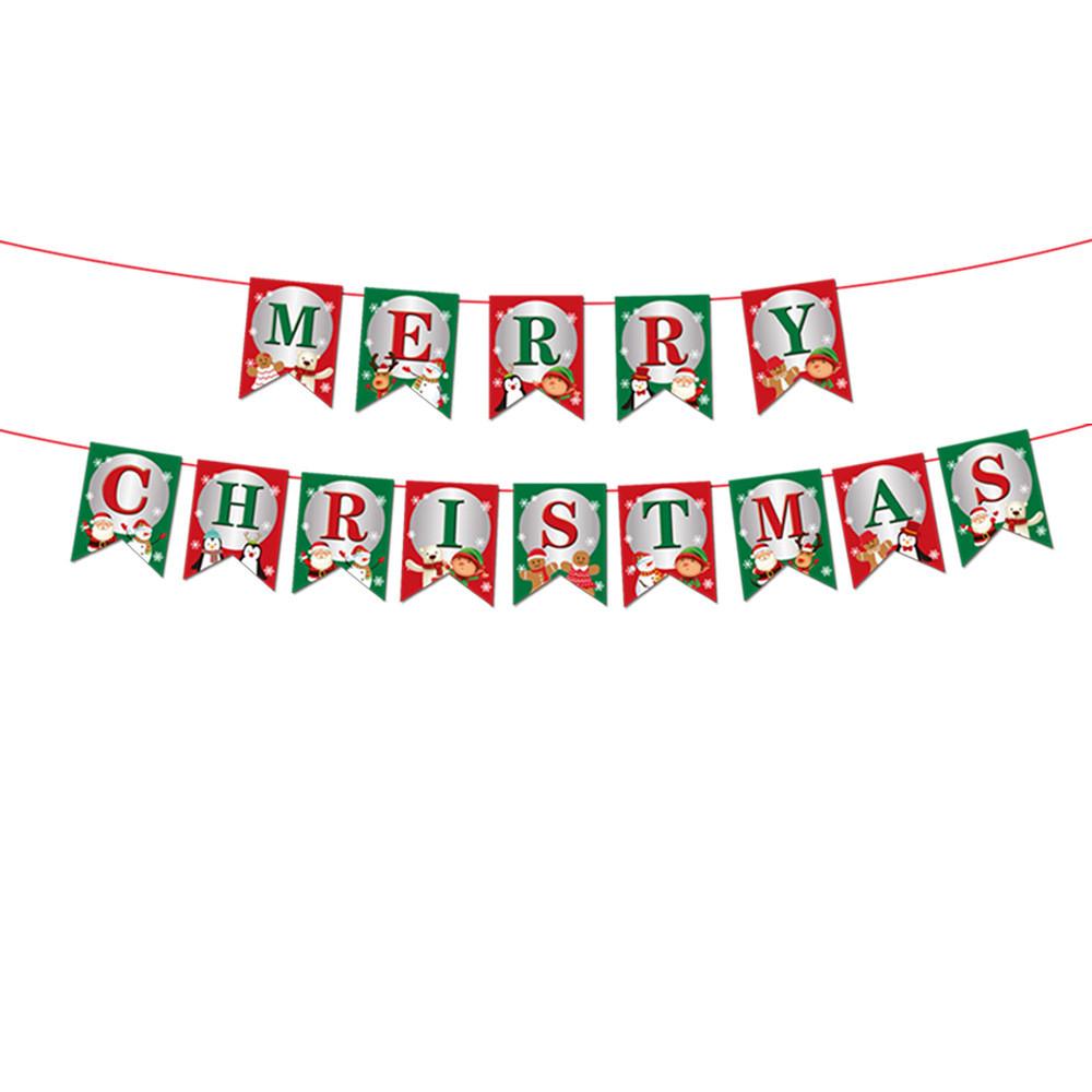 Christmas Decoration Delightful Paper Banner Featuring Cartoon Santa Reindeer And