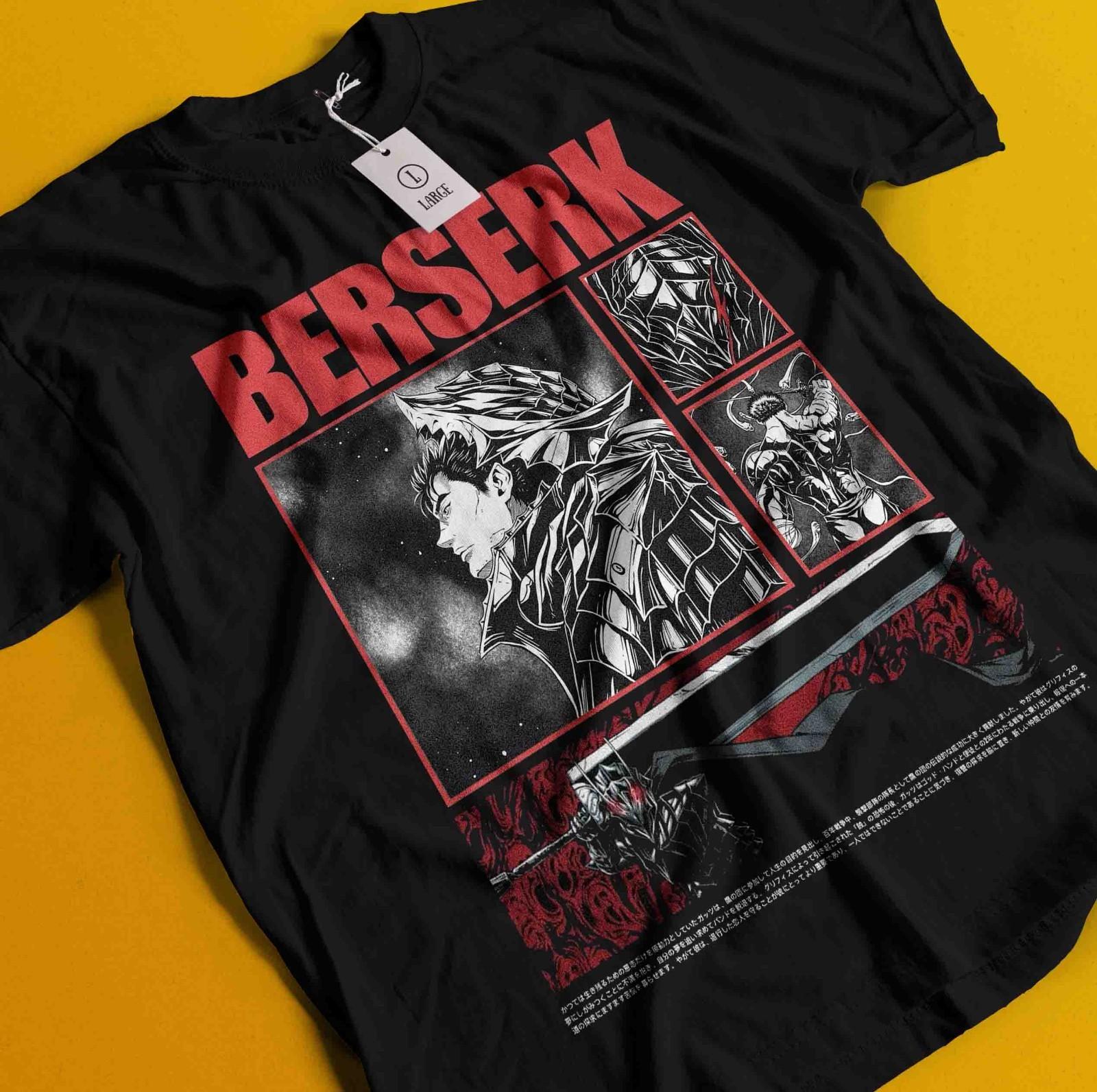Berserk T-Shirt Mens Womens Tees Top Guts Shirt Griffith Tshirt Casca Tee Warrior Anime Manga Farnese 2XL