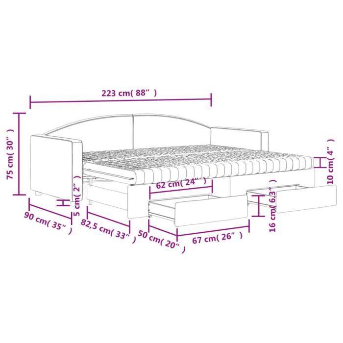 VidaXL Daybed with Trundle and Drawers Taupe 80x200 Cm Fabric 3197240