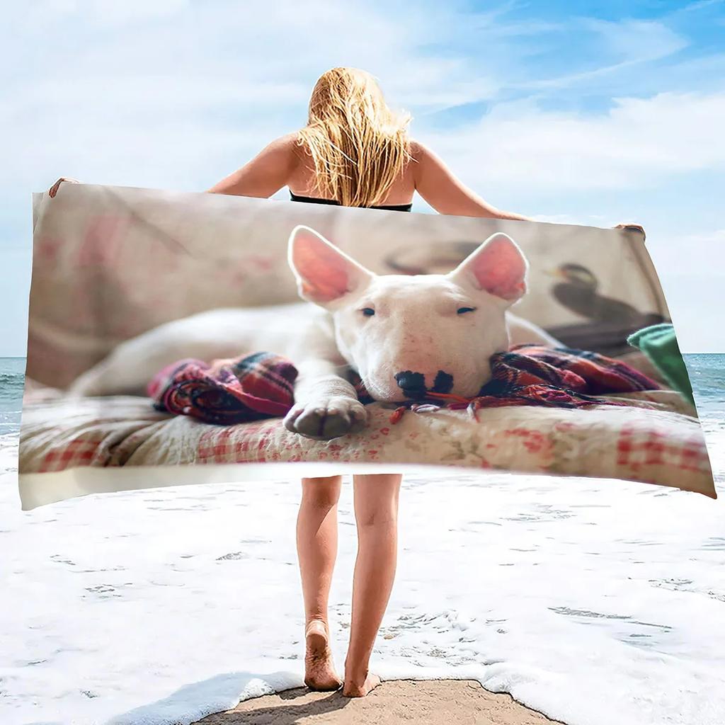 Bull Terrier Print Large Beach Towel for Bath Travel Outdoors Lightweight Soft Towels Super Absorbent Sandproof Quick Dry Towel