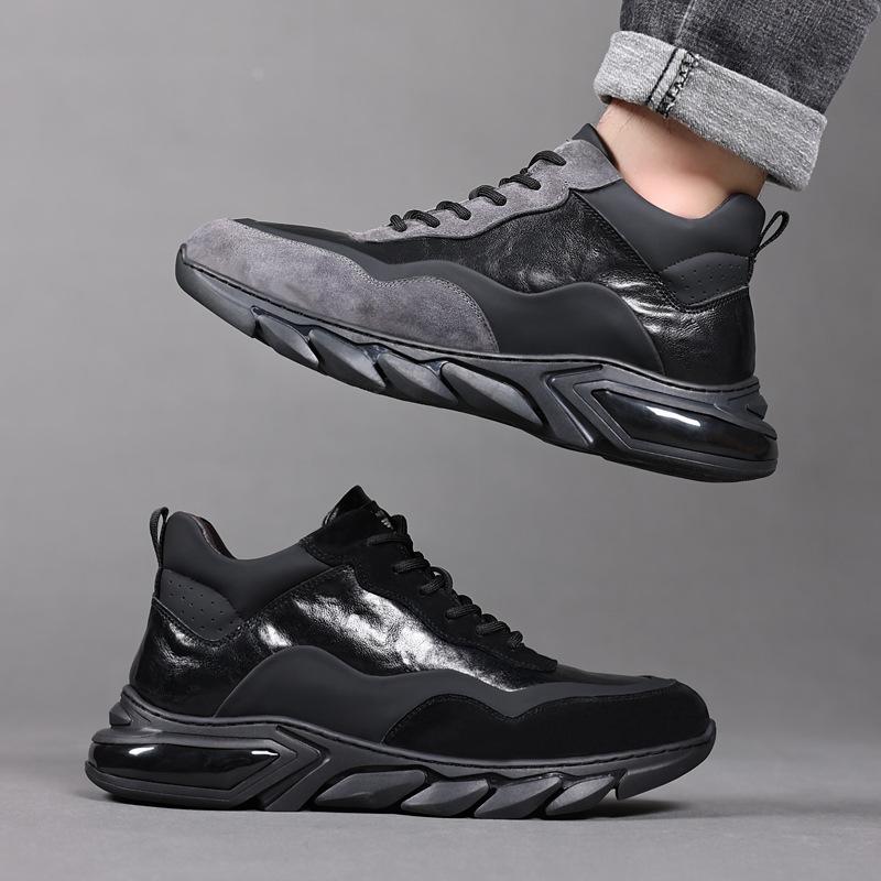 2025 Winter New Leather Wool Men's Cotton Shoes Velvet Warm Student Sports Leisure Fashion Leather Shoes Men's Shoes