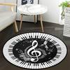 Covor Rotund Negru cu Bandă Muzicală Covor pentru Living Dormitor Bucătărie Balcon Covoare Covor de Casă Decorațiuni pentru Casă Cadouri Covoare Circulare Retro