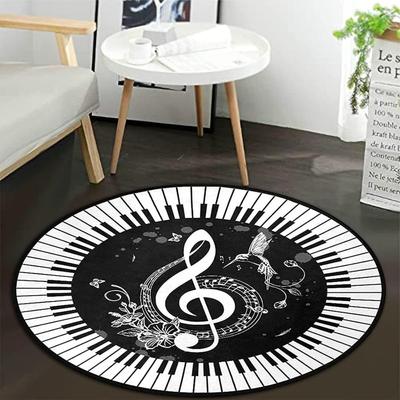 Tappeto Rotondo Nastro Musica Nero Soggiorno Camera da Letto Cucina Balcone Tappeti Tappeto per la Casa Decorazioni per la Casa Regali Tappeti Circolari Retrò