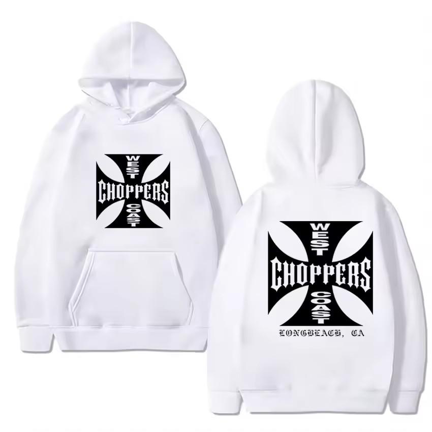 Unisex Fleece Long Sleeve Pullover Hoodie Double Sided Print West Coast Choppers Vintage Sweatshirt for Men And Women