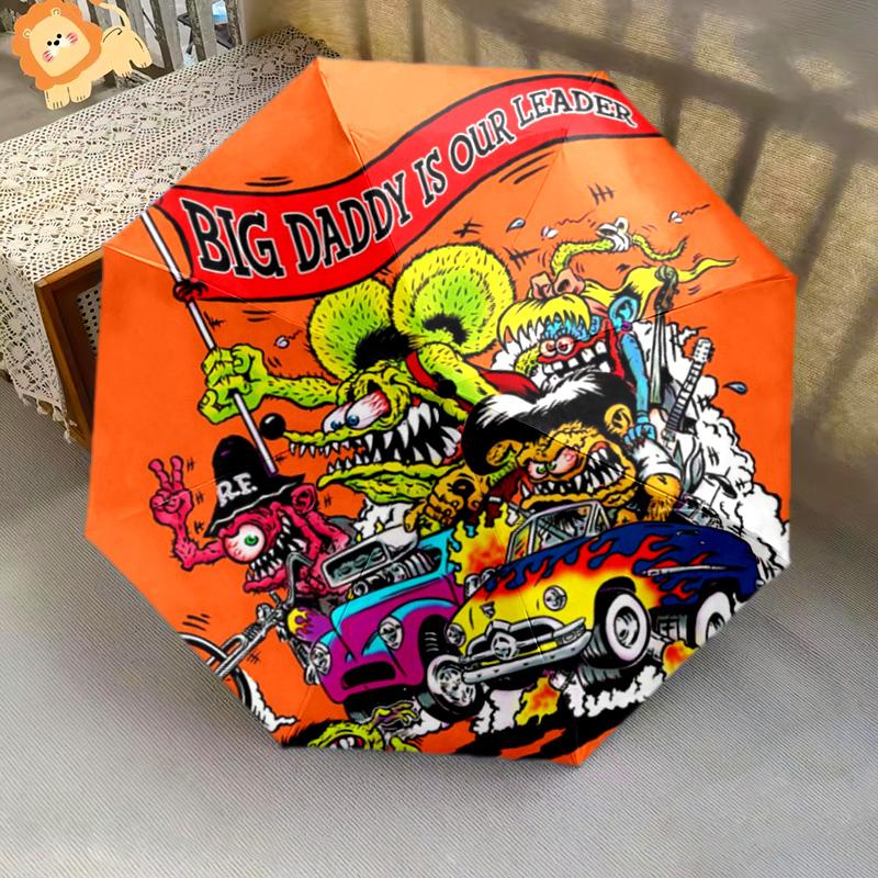 Rat Fink Boss Car Art Folding umbrella Suitable for all seasons durable Gift Umbrella Sun umbrella