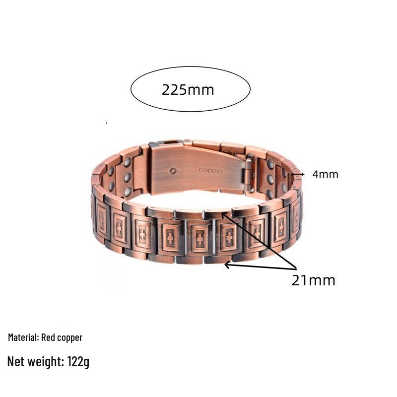 Мужской ретро браслет из красной меди с магнитной энергией