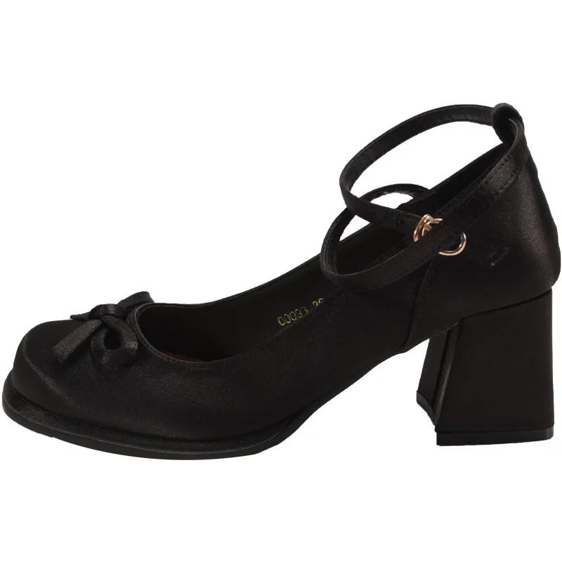 Fashion Women Fashion Platform Pumps Spring High Heels Buckle Strap Mary Jane Shoes Woman Elegant Bows Thick Heeled Party Single Shoes