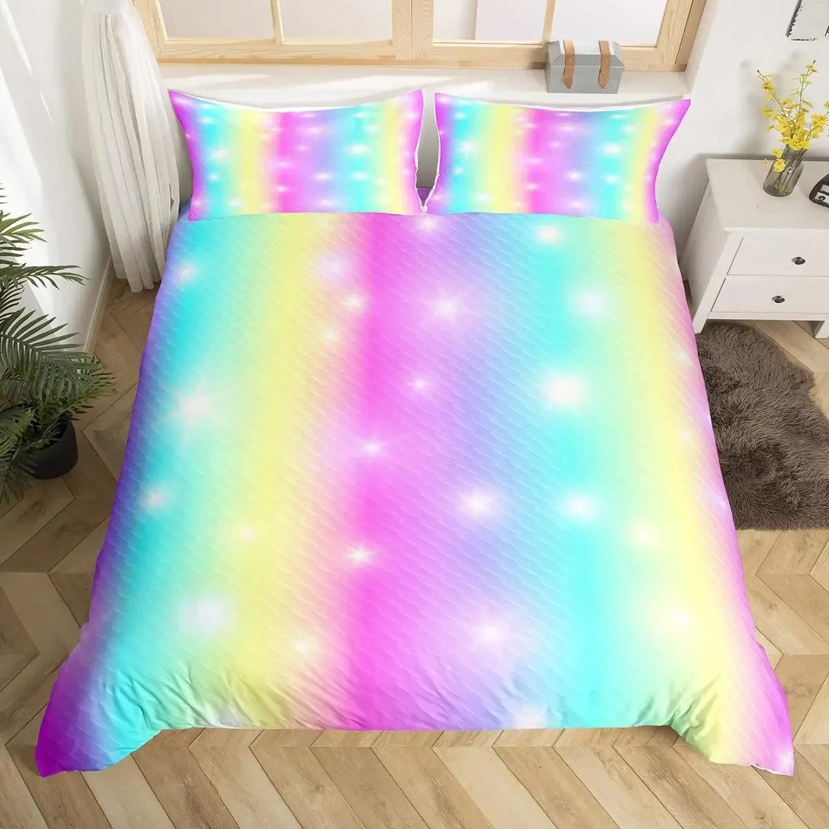 

Rainbow Conch Duvet Cover Set Colorful Rainbow Bedding Set For Kids Girls Microfiber Multicolor Comforter Cover Twin King Size 150*200cm 3pcs