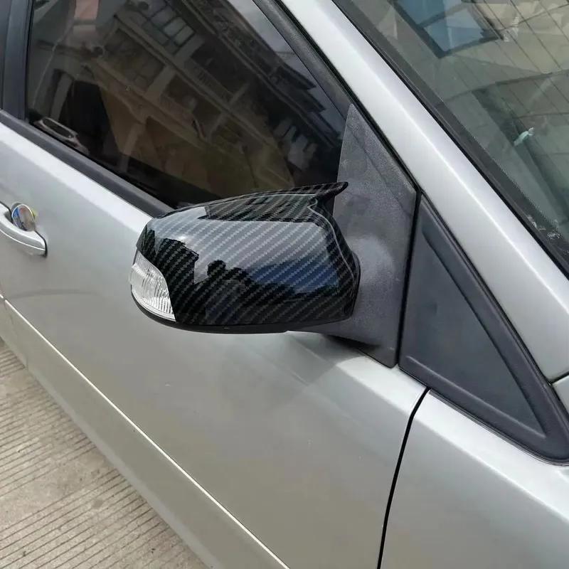 For Ford Focus MK2 2005 2006 2007 2008 ABS Car Rearview Side Mirror Cover Wing Cap Exterior Door Housing Trim Adhesive Sticker
