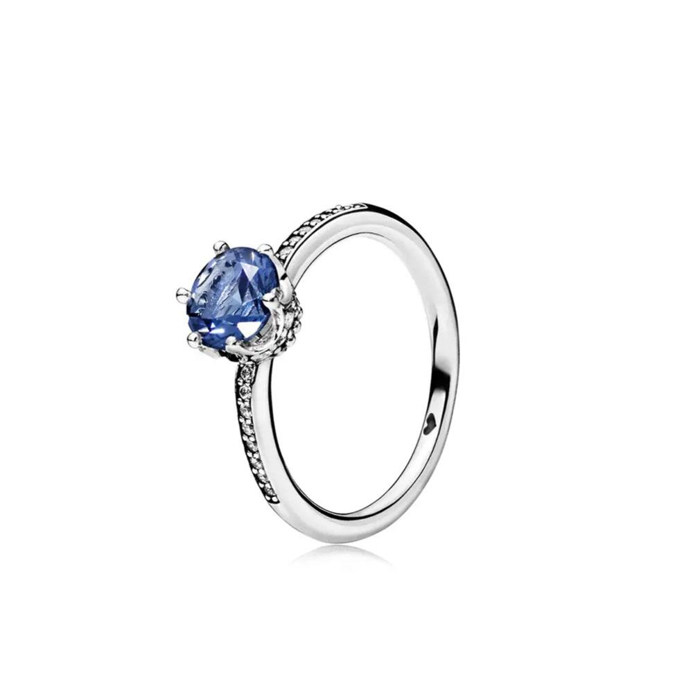 Blauer 925er Sterlingsilberring Ringe für Damen Modeschmuck Accessoires Mond Schneeflocke Herz Geschenke Hochzeit 2025