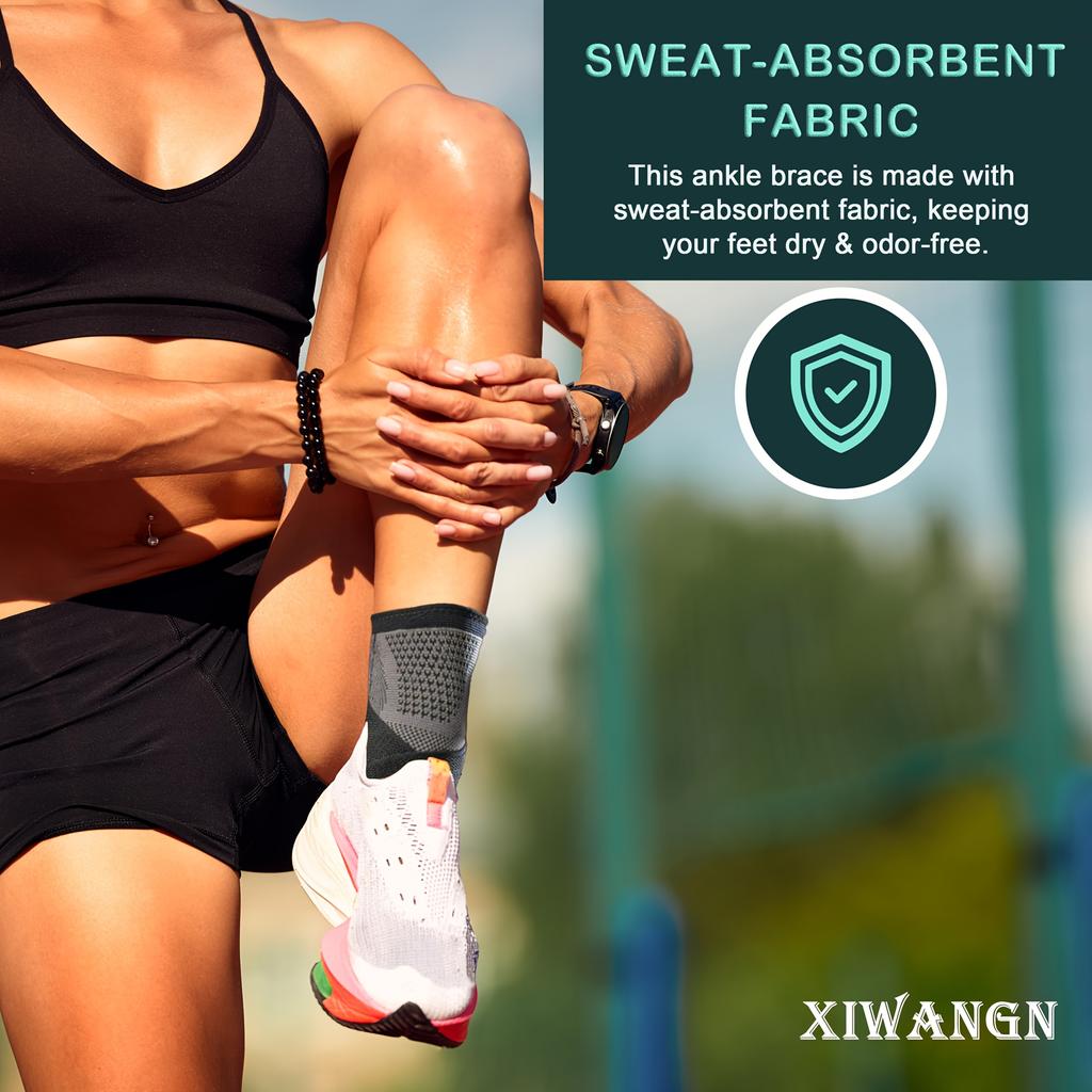 2-Piece Compression Ankle Braces for Men & Women - Adjustable Wrap Straps for Sports, Running, & Joint Stabilization