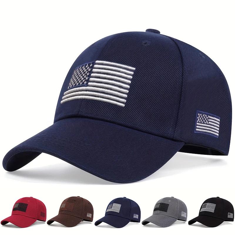 Yto Household Items Women's American Flag Embroidery Baseball Caps Outdoor Use Adjustable Spring And Autumn Casual Sunscreen Hat For Men And