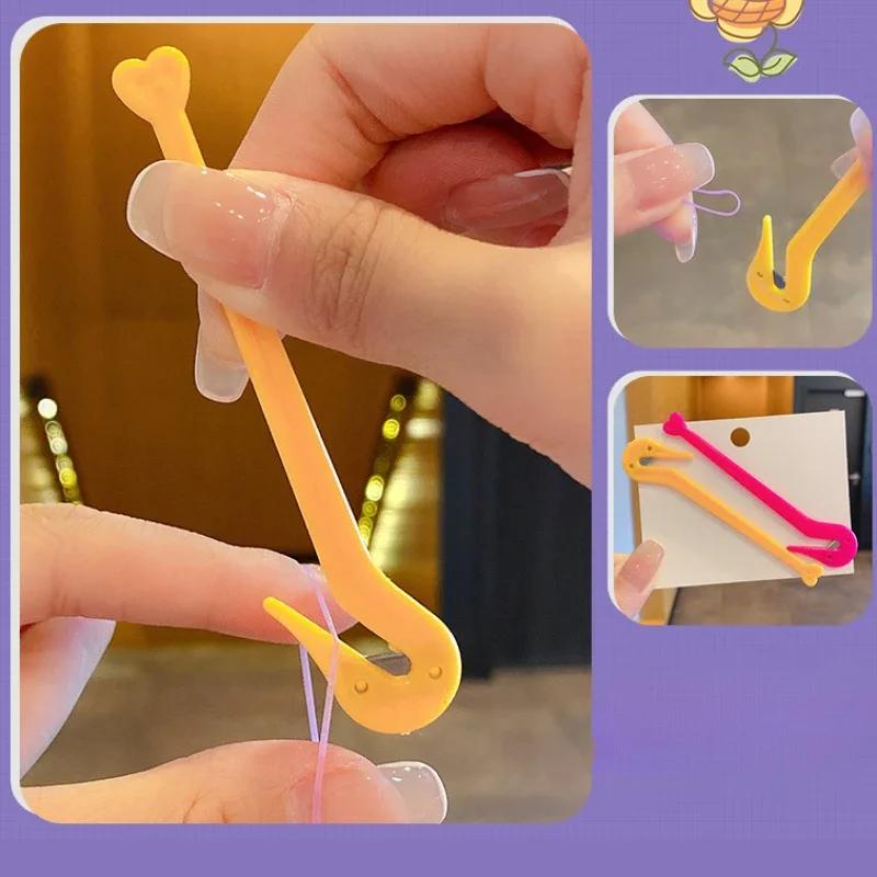 3/4Pieces Pink Hair Styling Set Rubber Band Cutter Mouse Tail Comb Hair Styling Tools Hair Braid Accessories Ponytail Maker Kits