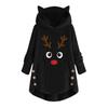 Dame Button Coat Julebroderi Pullover Løs genser Bluse Plus Size